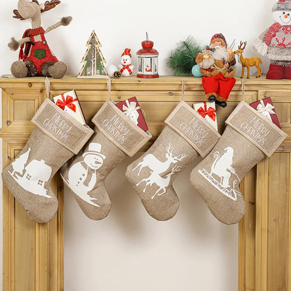 Christmas Stocking Large Xmas Gift Bags Fireplace Decoration Socks - SkyHavenZen llc