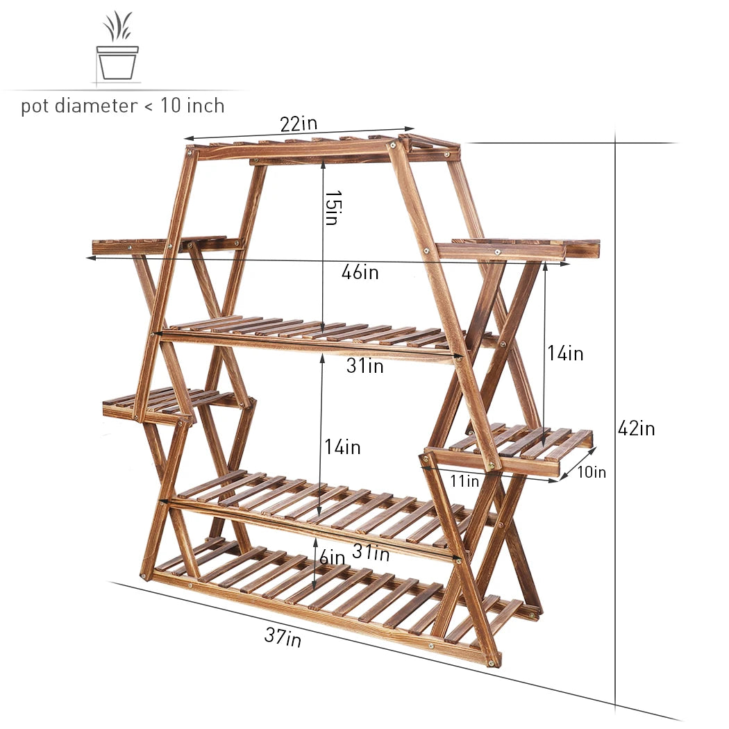 Large Triangular Wood Plant Stand - Sky Haven Zen