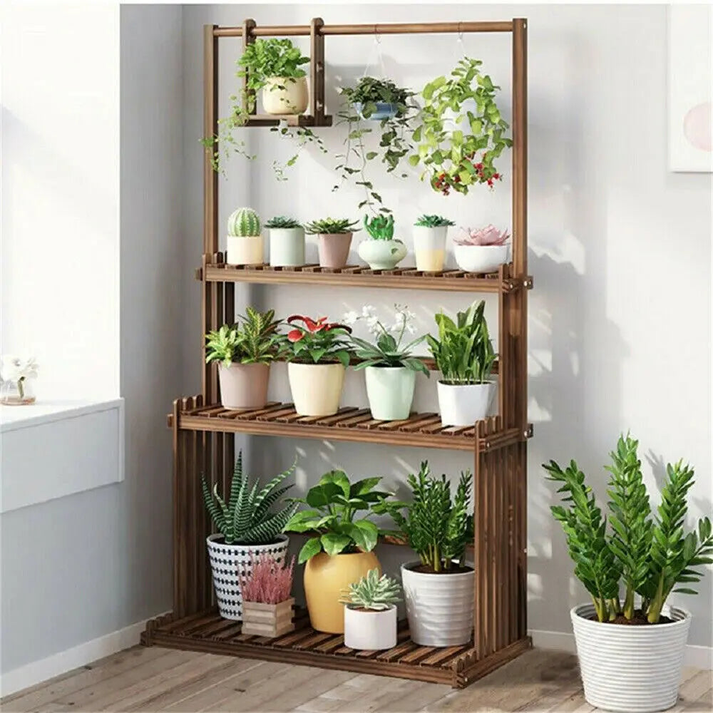 Wood Plant Stand Planter Shelves - SkyHavenZen llc