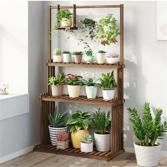 Wood Plant Stand Planter Shelves