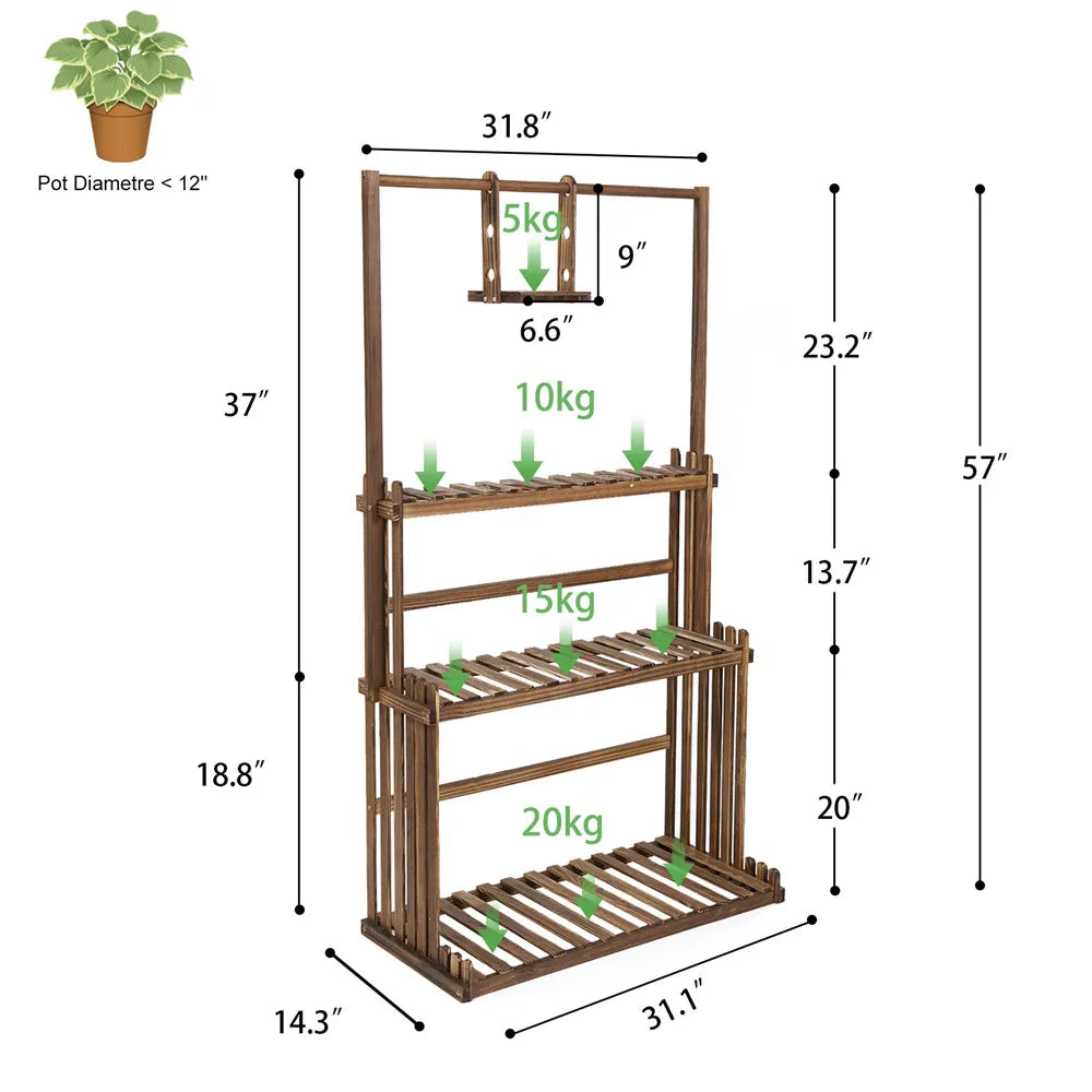 Wood Plant Stand Planter Shelves - SkyHavenZen llc