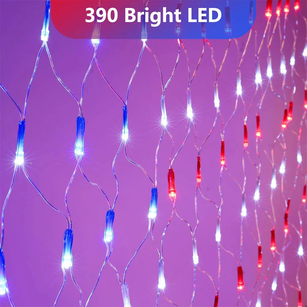 110V 30V Waterproof Hanging Ornaments American Flag LED Net Lights - SkyHavenZen llc