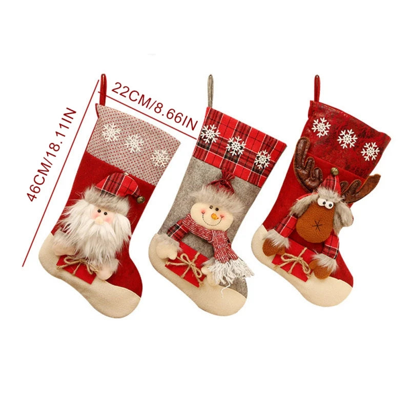 Christmas Stocking Large Xmas Gift Bags Fireplace Decoration Socks - SkyHavenZen llc