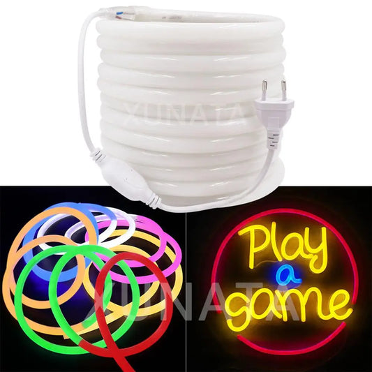 220V Neon Light LED Strip 2835 120led 360 Round Tube Neon Strip Flexible Led Light IP68 Waterproof Rope String Home Decoration - SkyHavenZen llc