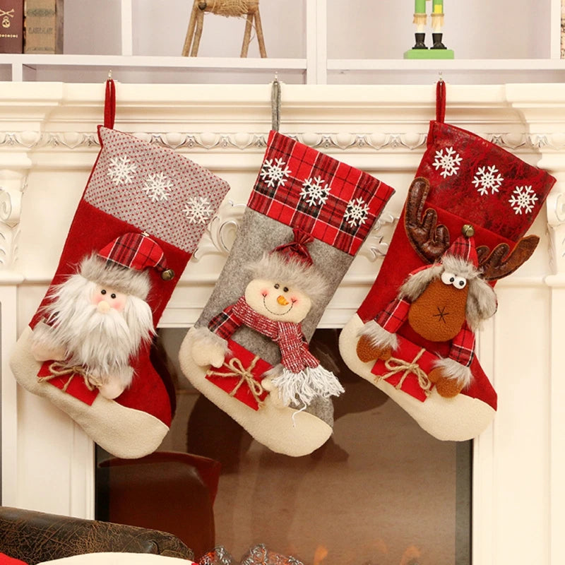 Christmas Stocking Large Xmas Gift Bags Fireplace Decoration Socks - SkyHavenZen llc