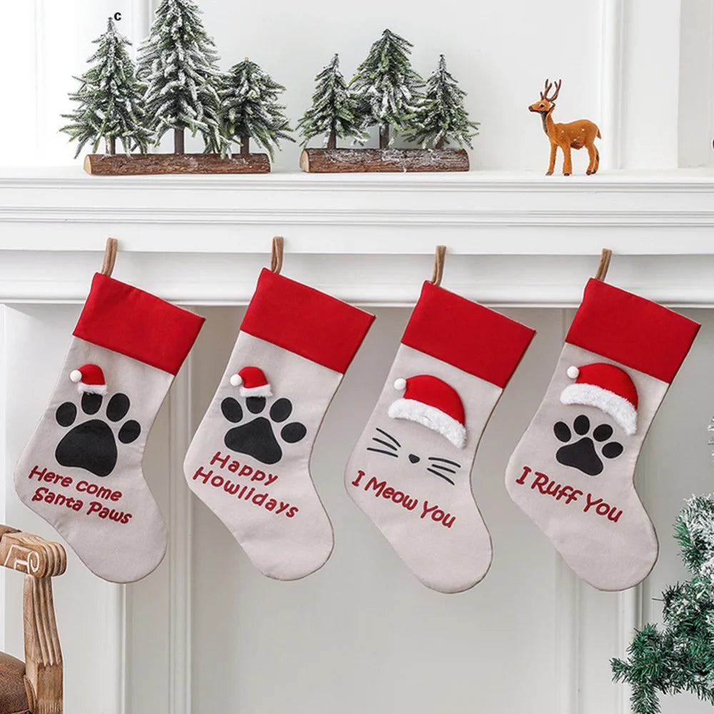 Christmas Stocking Large Xmas Gift Bags Fireplace Decoration Socks - SkyHavenZen llc