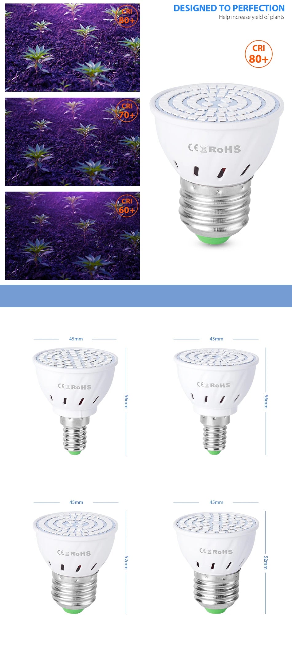 80leds 220V LED Grow Lamp Full Spectrum LED Plant Growth Lamp Indoor Lighting Grow Lights Plants E27 Hydroponic System Grow Box - SkyHavenZen llc