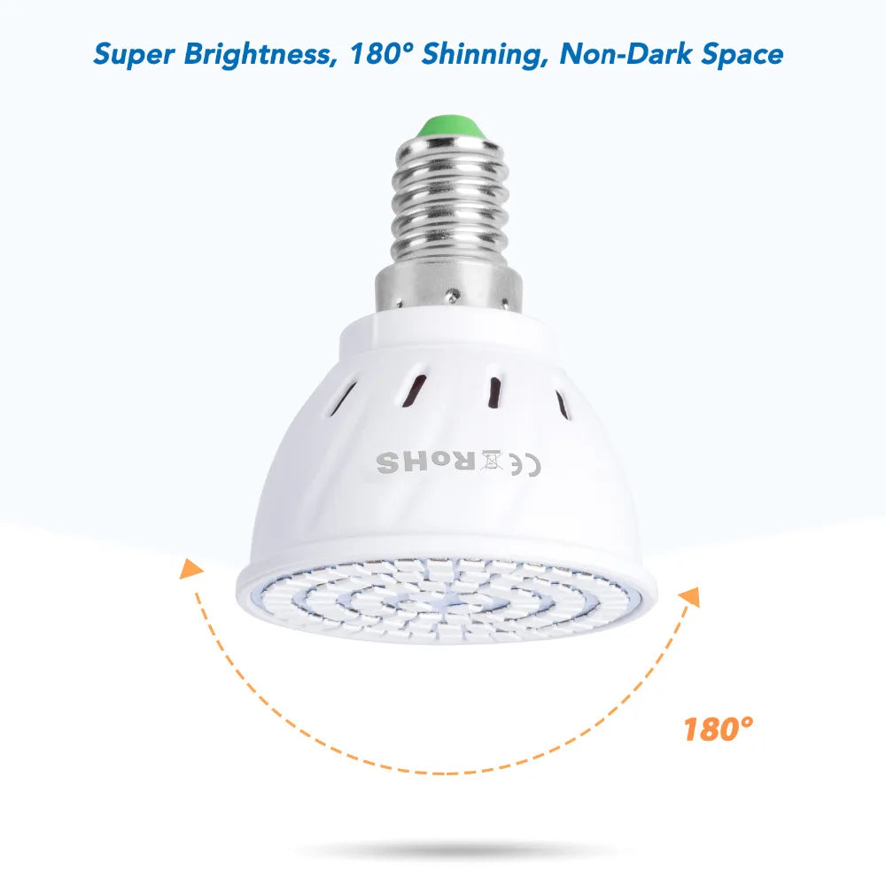 80leds 220V LED Grow Lamp Full Spectrum LED Plant Growth Lamp Indoor Lighting Grow Lights Plants E27 Hydroponic System Grow Box - SkyHavenZen llc