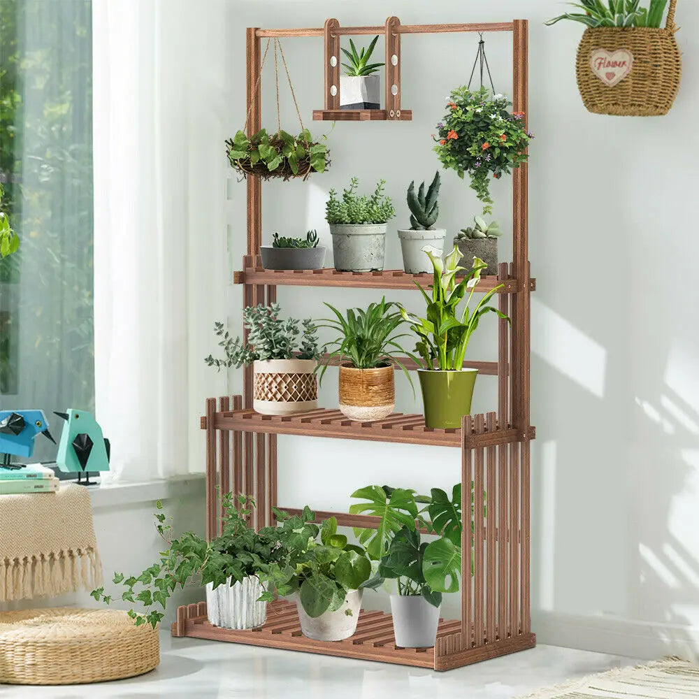 Wood Plant Stand Planter Shelves - SkyHavenZen llc