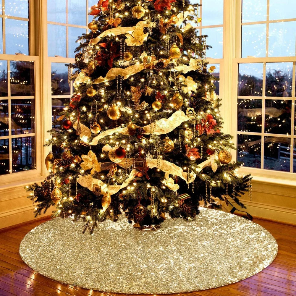 Sequined Christmas Tree Skirts Cover - SkyHavenZen llc