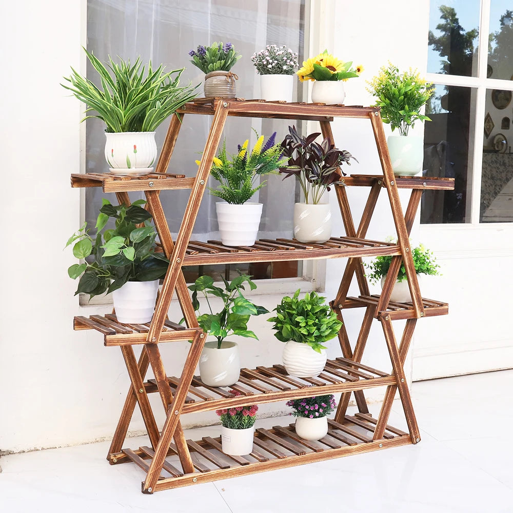 Large Triangular Wood Plant Stand - Sky Haven Zen