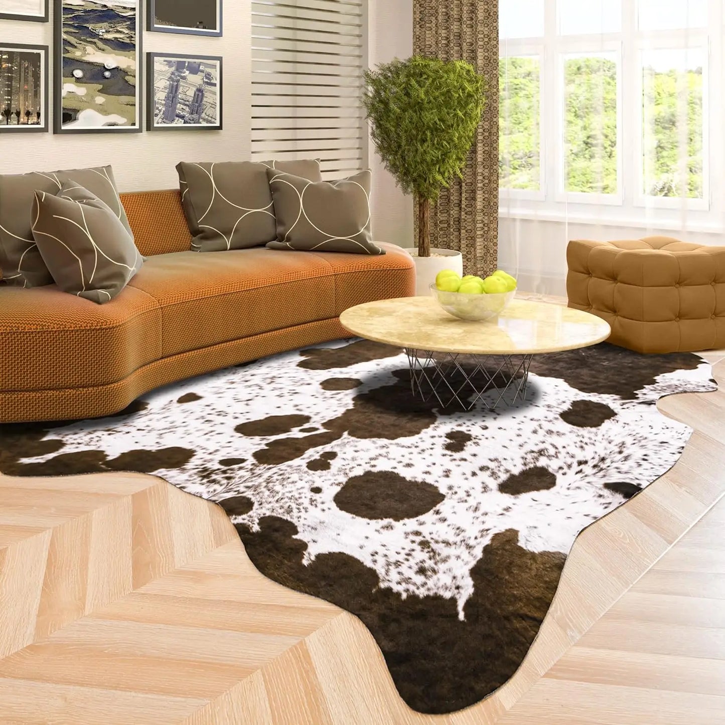 Faux Fur Cow Print Rugs - SkyHavenZen llc