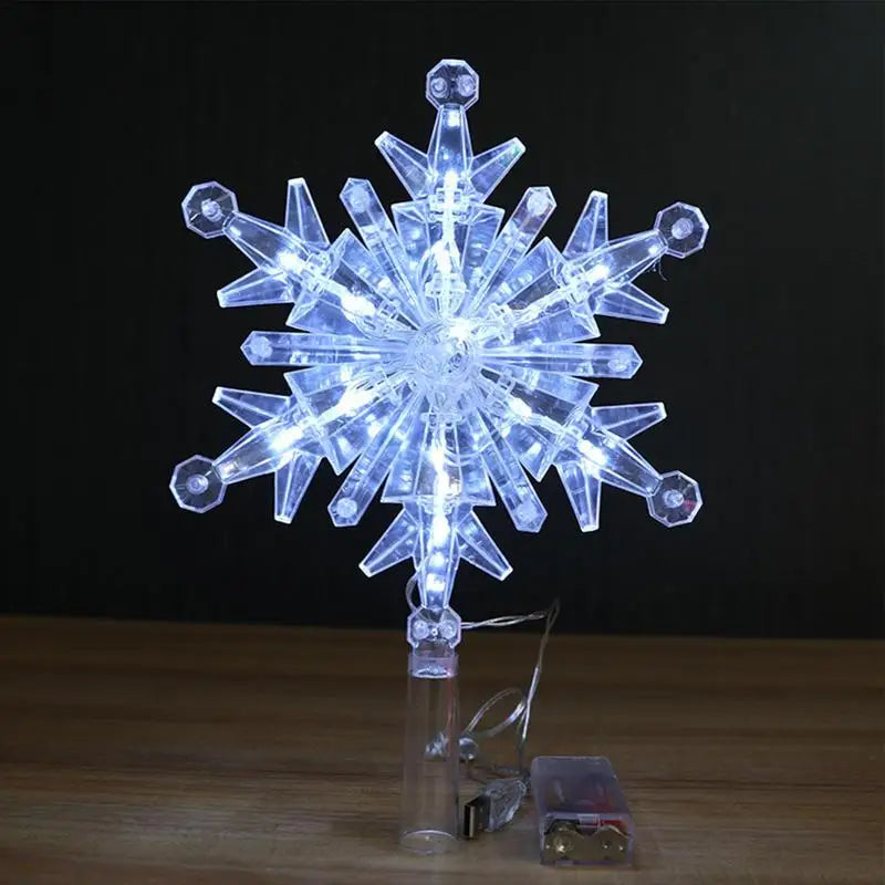 Light Glowing Snowflake Tree Topper Decor - SkyHavenZen llc