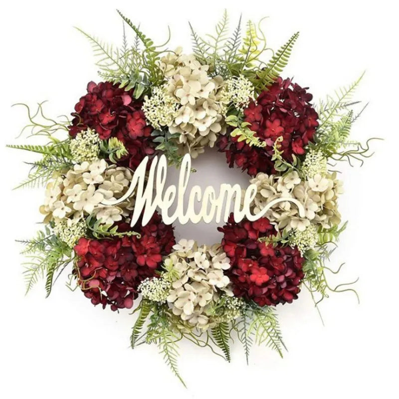 Hydrangea Wreath Household Welcome Sign Artificial Christmas - SkyHavenZen llc