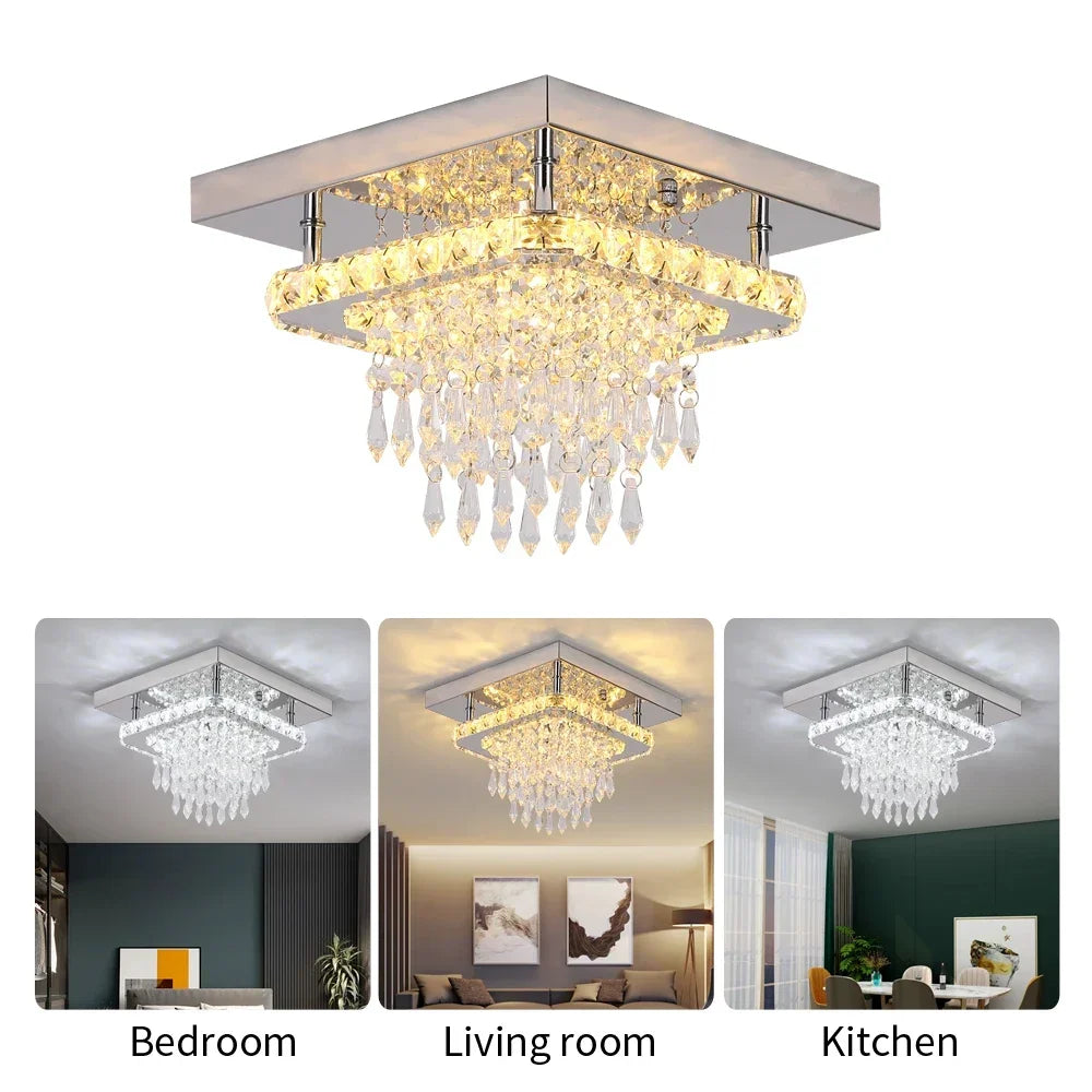 Crystal Ceiling Light Indoor Modern LED Chandeliers - Sky Haven Zen