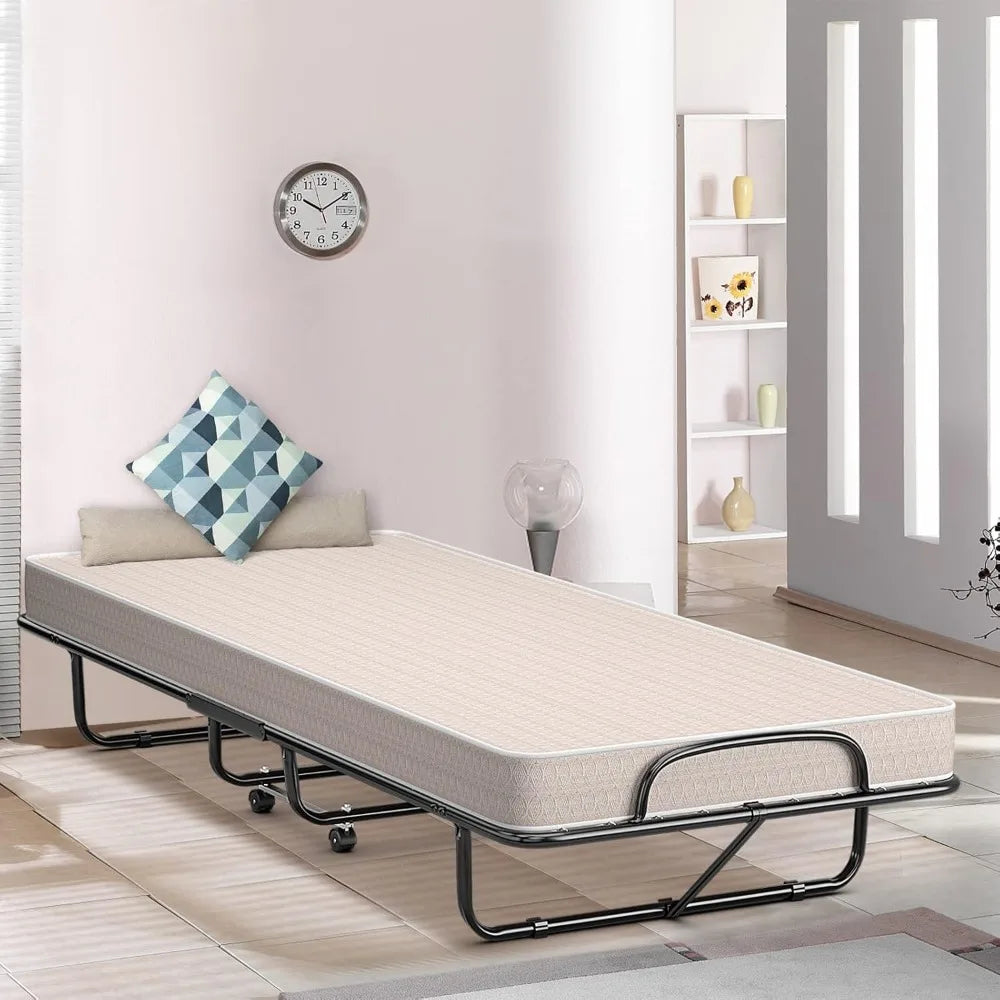 Folding Bed w/ Mattress w/ Memory Foam Mattress