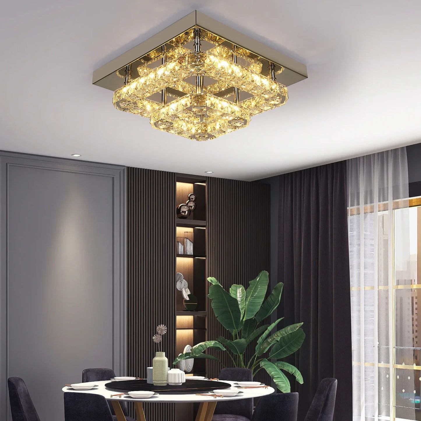 Crystal Ceiling Light Indoor Modern LED Chandeliers - Sky Haven Zen