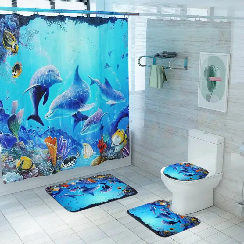 Shower Curtain Set Waterproof Thick Solid Bath Curtains - Sky Haven Zen