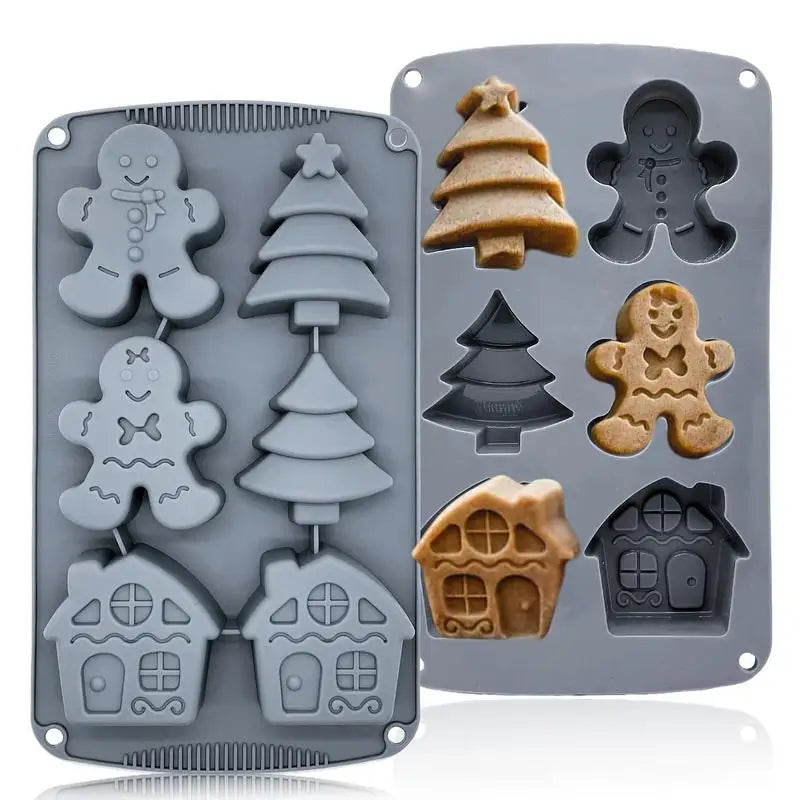 Gingerbread Man Christmas Silicone Mold Chocolate Fondant Mold - SkyHavenZen llc