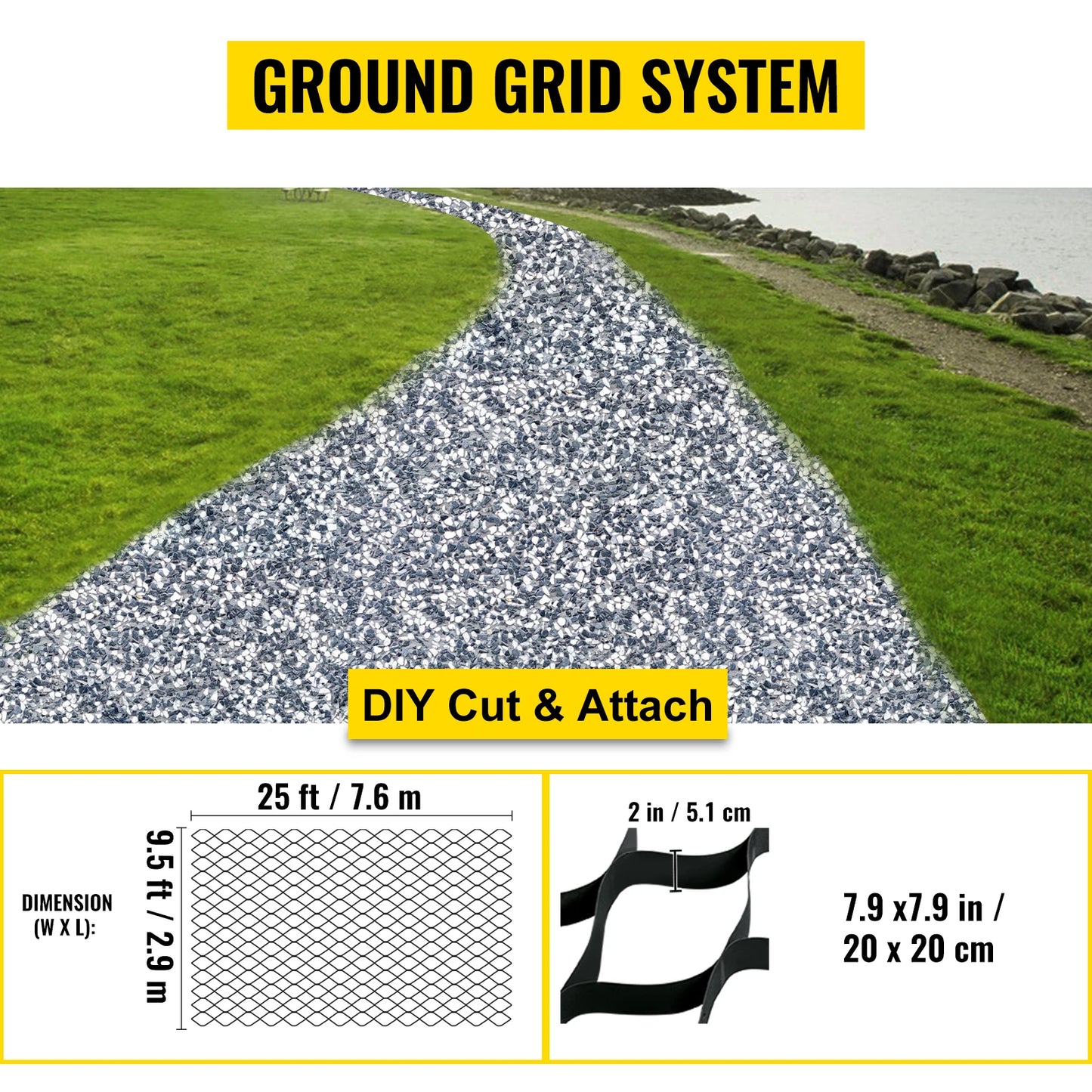 VEVOR Ground Grid Paver Geocell Grid 2 in/3 in Thick Geo Grid