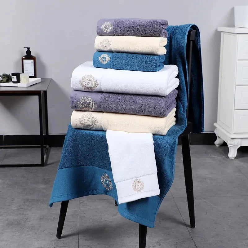 Bathroom Towels Sets Embroidered Cotton - SkyHavenZen llc