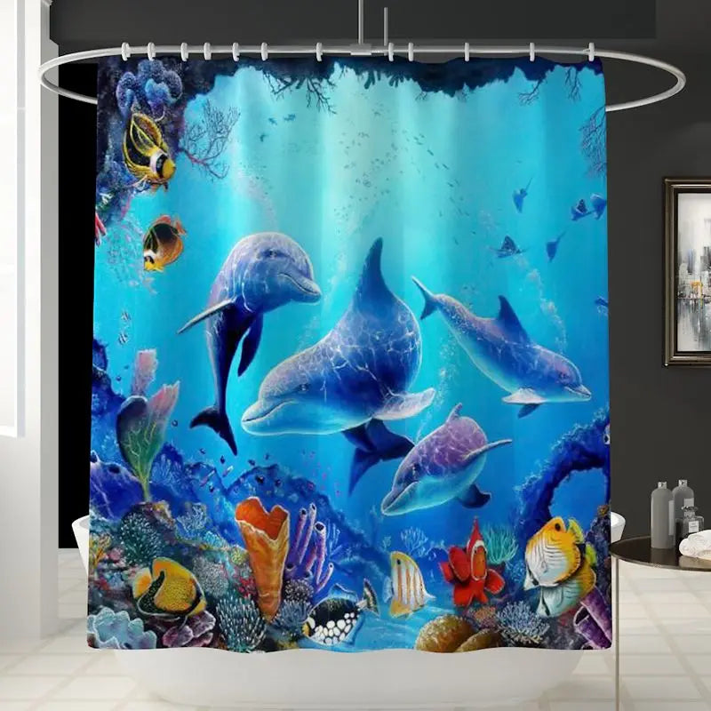 Shower Curtain Set Waterproof Thick Solid Bath Curtains - Sky Haven Zen