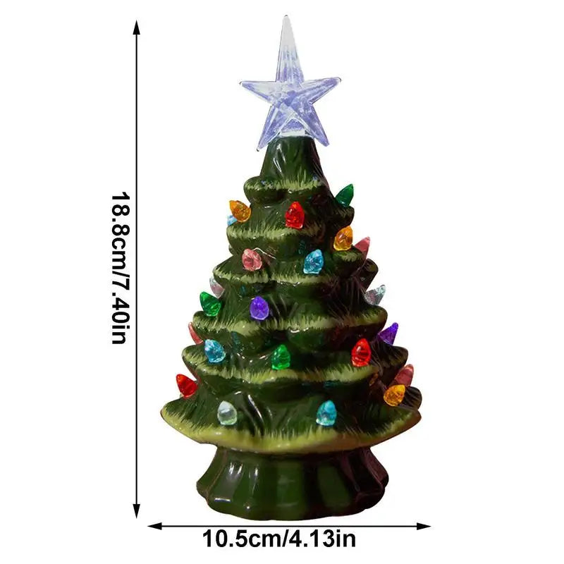 Ceramic Christmas Tree Glowing Hand Painted Battery-Powered - SkyHavenZen llc