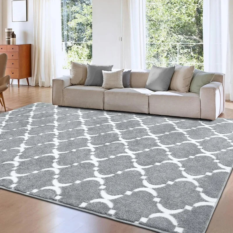 Soft Shag Modern Geometric Black 5x8 Area Rugs - SkyHavenZen llc