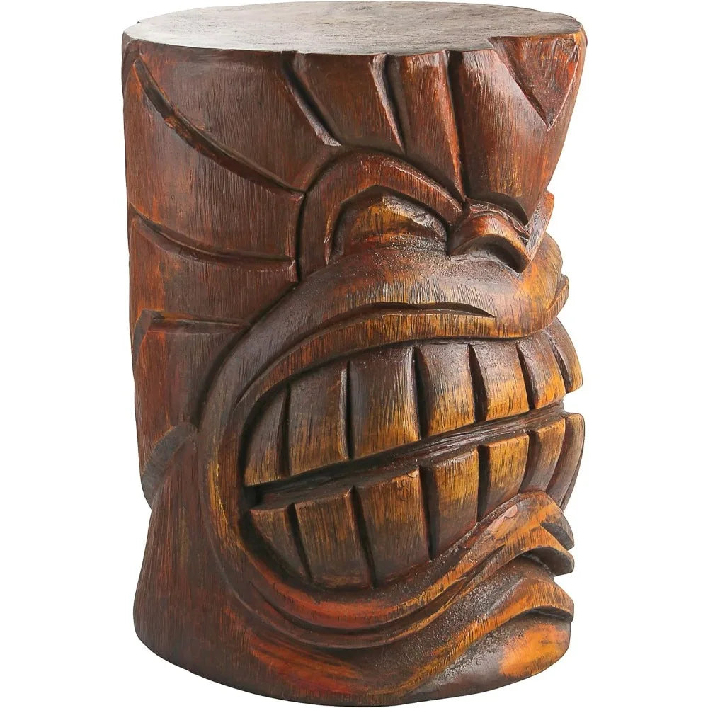 Outdoor Side Table Statue Grande Tiki Spirit Face Kanaloa Teeth for Patio - SkyHavenZen llc