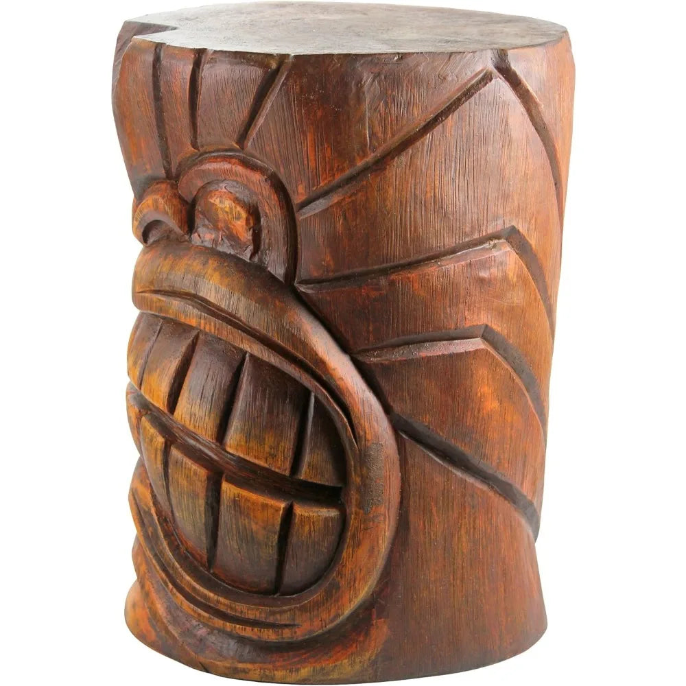 Outdoor Side Table Statue Grande Tiki Spirit Face Kanaloa Teeth for Patio - SkyHavenZen llc