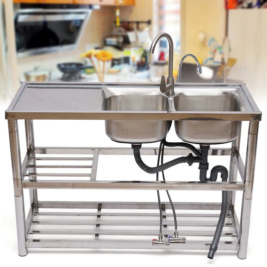 2 Compartment Stainless Steel Commercial Kitchen Sink
