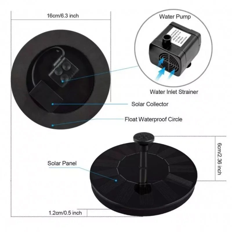 Solar Fountain Garden Water Fountain Pool Decoration - SkyHavenZen llc