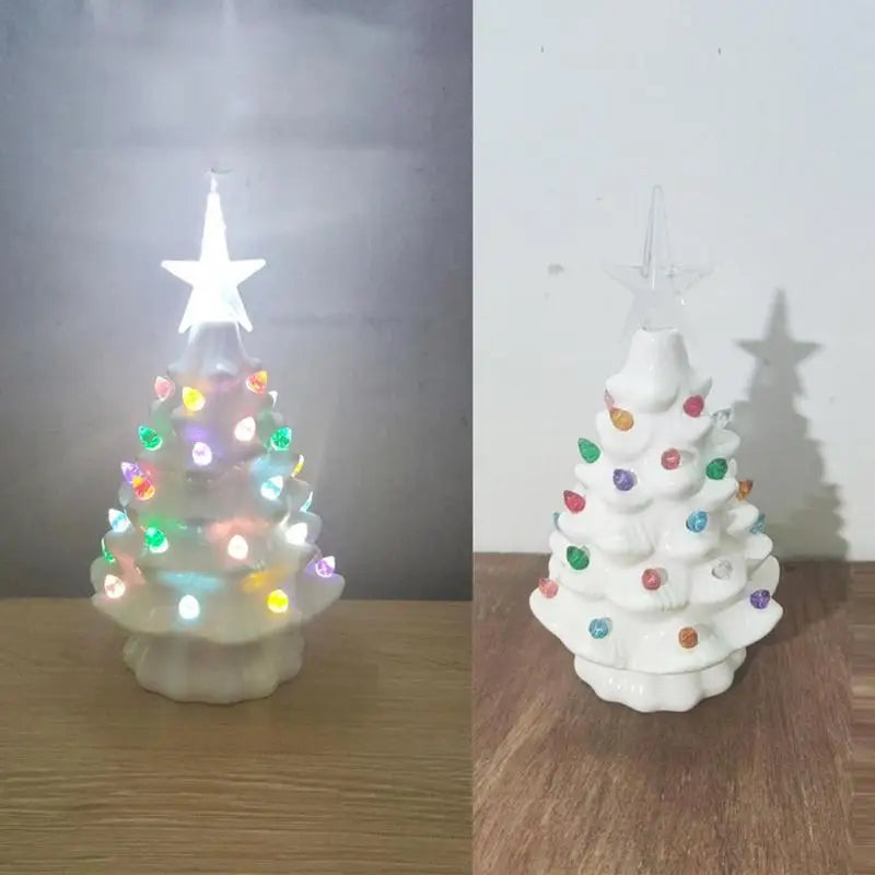 Ceramic Christmas Tree Glowing Hand Painted Battery-Powered - SkyHavenZen llc