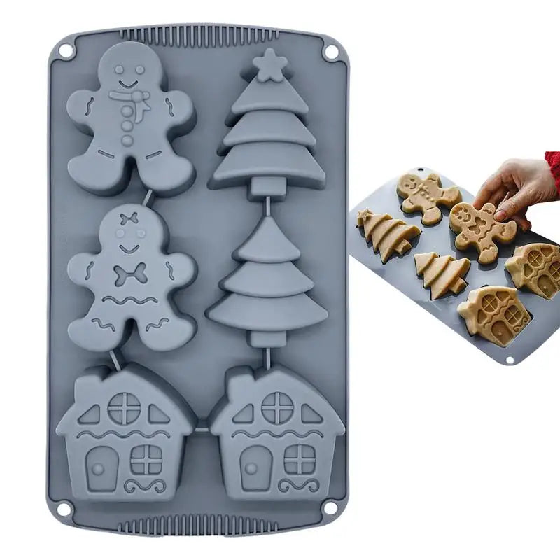 Gingerbread Man Christmas Silicone Mold Chocolate Fondant Mold - SkyHavenZen llc