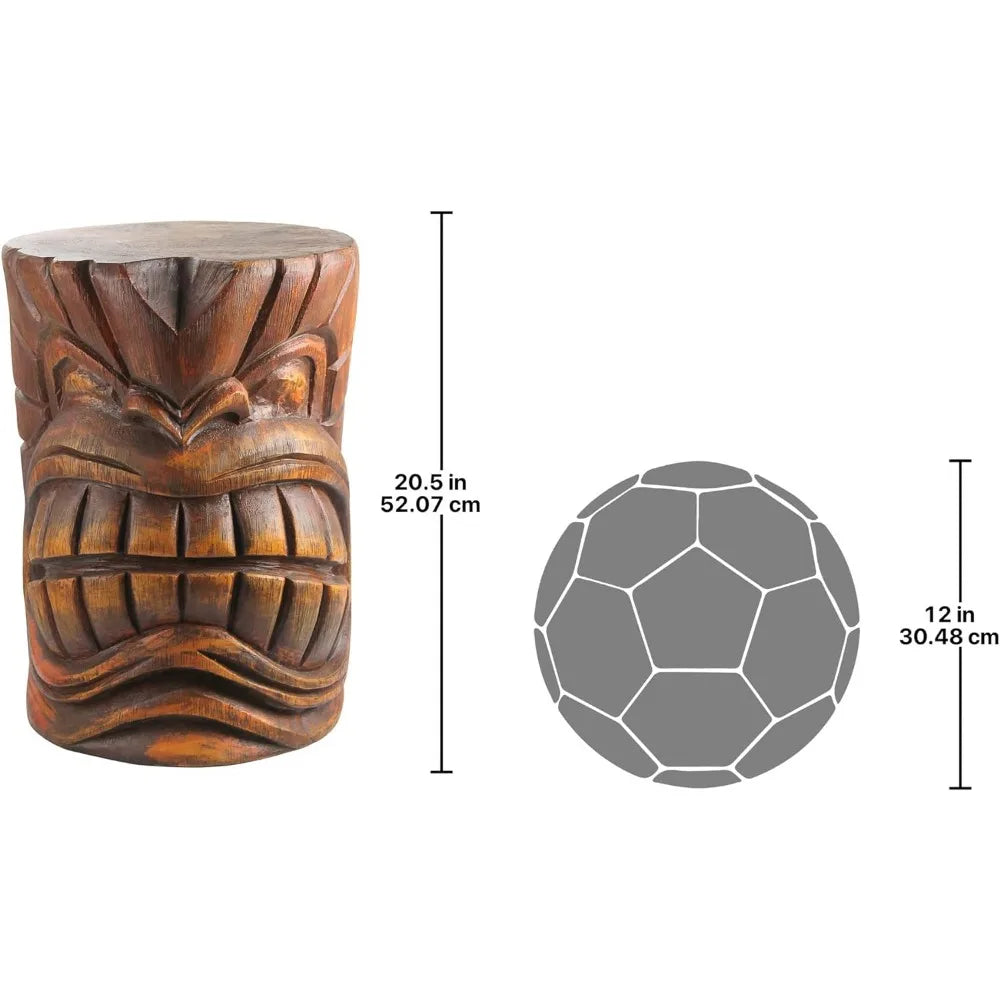 Outdoor Side Table Statue Grande Tiki Spirit Face Kanaloa Teeth for Patio - SkyHavenZen llc