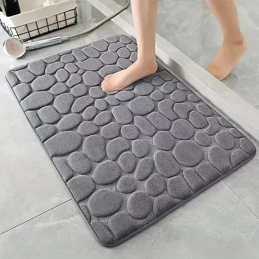 3D Non Slip Bathroom Mat Cobblestone Embossed - SkyHavenZen llc