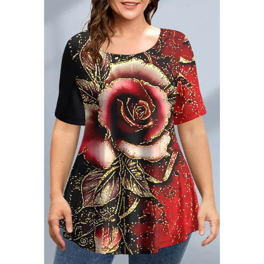 Ladies Spring Clothing Floral Graphic O-Neck Pullovers