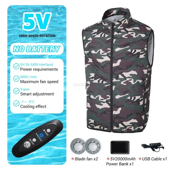 Men's Ice Vest Camping Charging Air Conditioning Clothes - SkyHavenZen llc