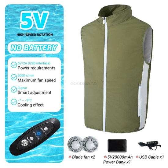 Men's Ice Vest Camping Charging Air Conditioning Clothes - SkyHavenZen llc