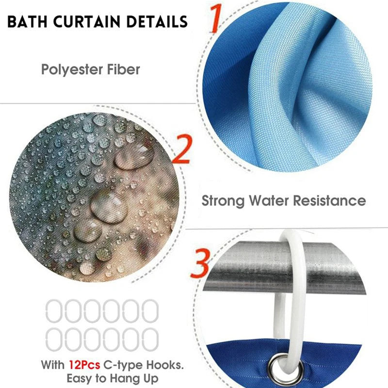 Shower Curtain Set Waterproof Thick Solid Bath Curtains - Sky Haven Zen