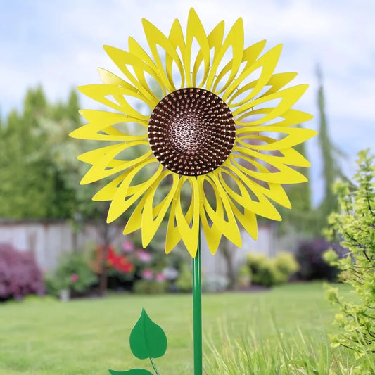 Garden Wind Spinner, Giant Yellow Sunflower Stake - SkyHavenZen llc