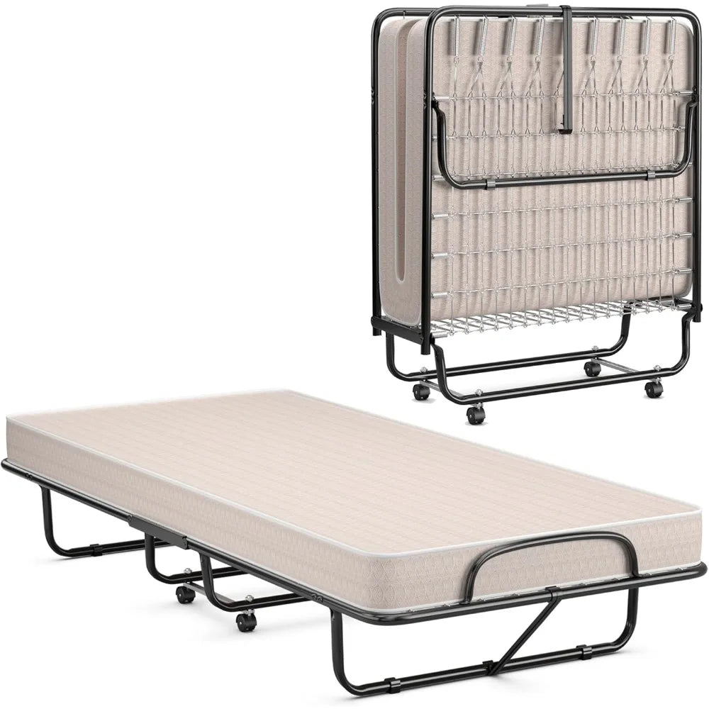 Folding Bed w/ Mattress w/ Memory Foam Mattress