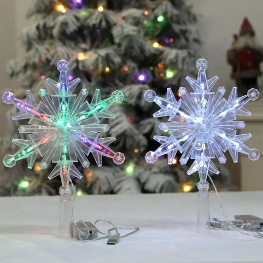 Light Glowing Snowflake Tree Topper Decor - SkyHavenZen llc