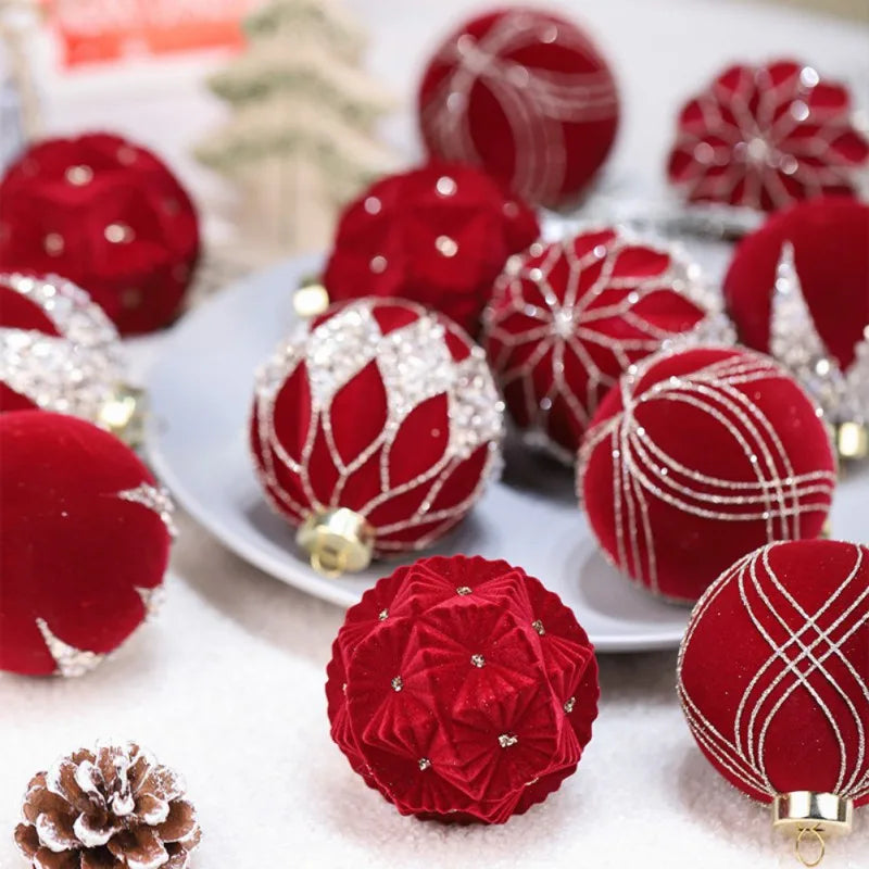 12ct Christmas Ball Ornaments Perfect Hanging Velvet Ball Ornaments - SkyHavenZen llc