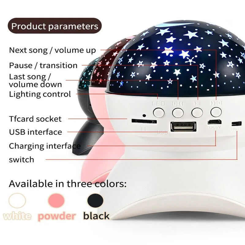 LED Laser Starry Sky Projector Lamp Speaker - SkyHavenZen llc